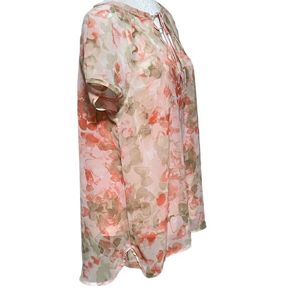 Pastel Peachy Pink Floral Botanical Garden Girl 2 Piece Blouse set size L - Picture 8 of 10